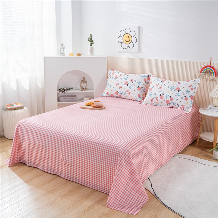 91家纺网 家纺一手货源 找家纺 茗婷2025春夏新款纯棉印花单品床单 红粉佳人