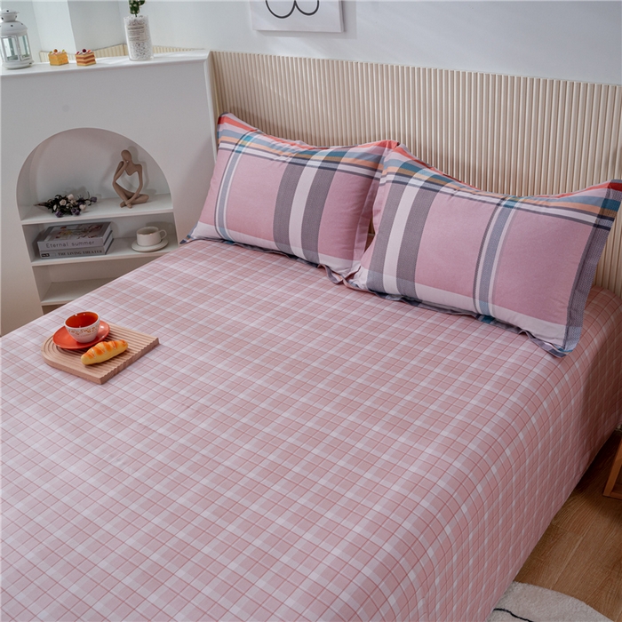 91家纺网 家纺一手货源 找家纺 茗婷2025春夏新款纯棉印花单品床单 菱格