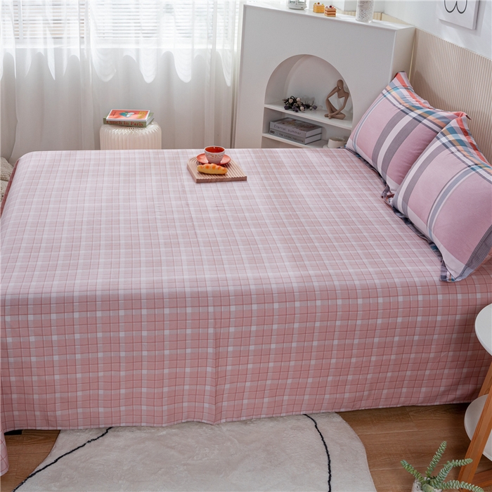 91家纺网 家纺一手货源 找家纺 茗婷2025春夏新款纯棉印花单品床单 菱格