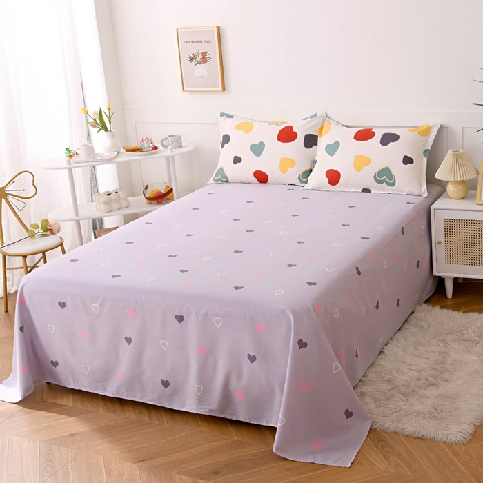 91家纺网 家纺一手货源 找家纺 茗婷2025春夏新款纯棉印花单品床单 满天星白