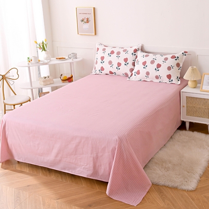 茗婷2025春夏新款纯棉印花单品床单 玫瑰物语米