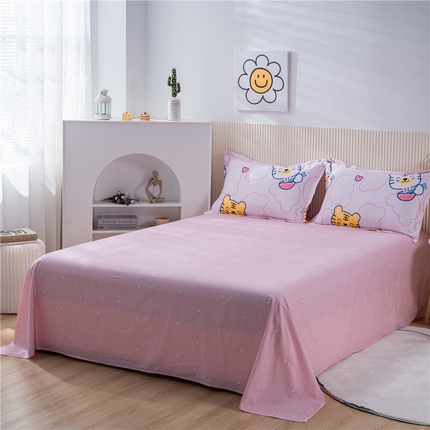 茗婷2026春夏新款纯棉印花单品床单 巧虎吃面