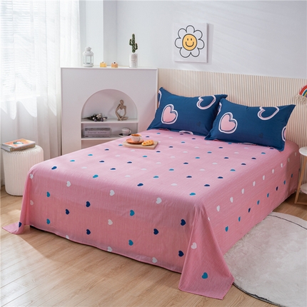 茗婷2025春夏新款纯棉印花单品床单 心恋曲蓝