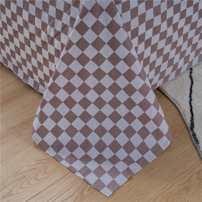 91家纺网 家纺一手货源 找家纺 茗婷2025春夏新款纯棉印花单品床单 一见倾心咖