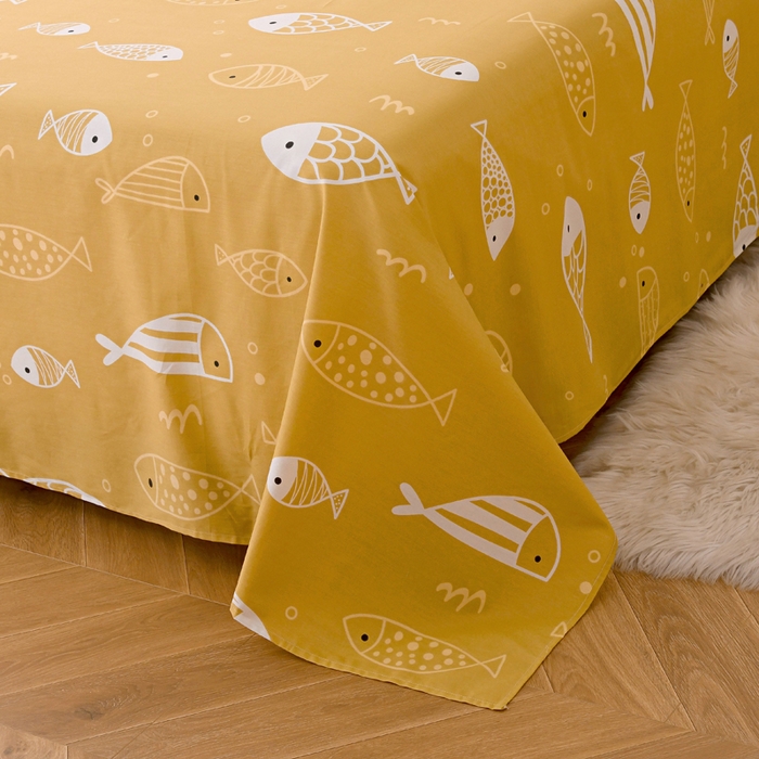 91家纺网 家纺一手货源 找家纺 茗婷2025春夏新款纯棉印花单品床单 自由鱼趣灰