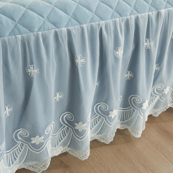 91家纺网 家纺一手货源 找家纺 网红馆 2025新款亲肤蕾丝床裙-梦想生活 海茵蓝