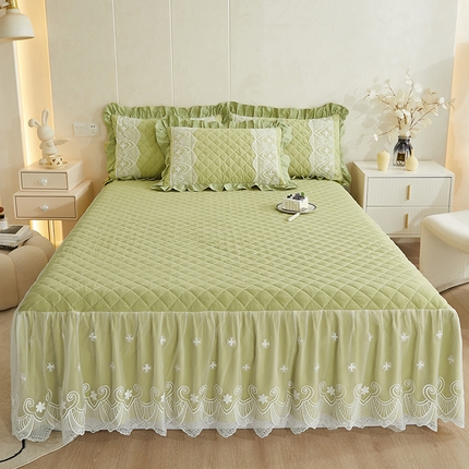 网红馆 2025新款亲肤蕾丝床裙-梦想生活 林夕绿