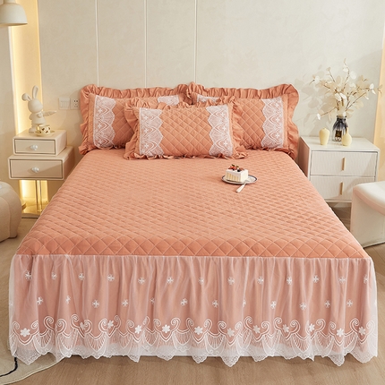 91家纺网 家纺一手货源 找家纺 网红馆 2025新款亲肤蕾丝床裙-梦想生活 星空桔