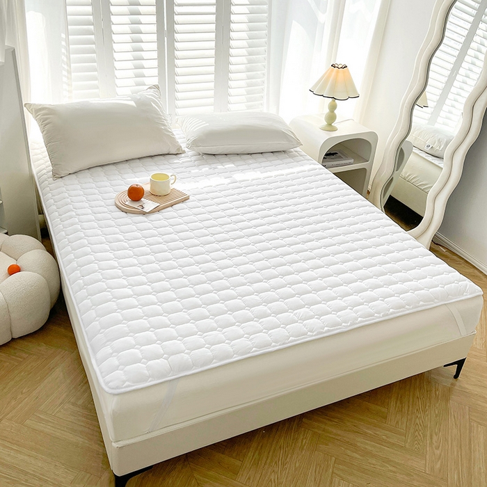 91家纺网 家纺一手货源 找家纺 富威堡2023新款A类棉花床垫床褥子床护垫夹棉防滑可机洗床盖床垫软席款 白色