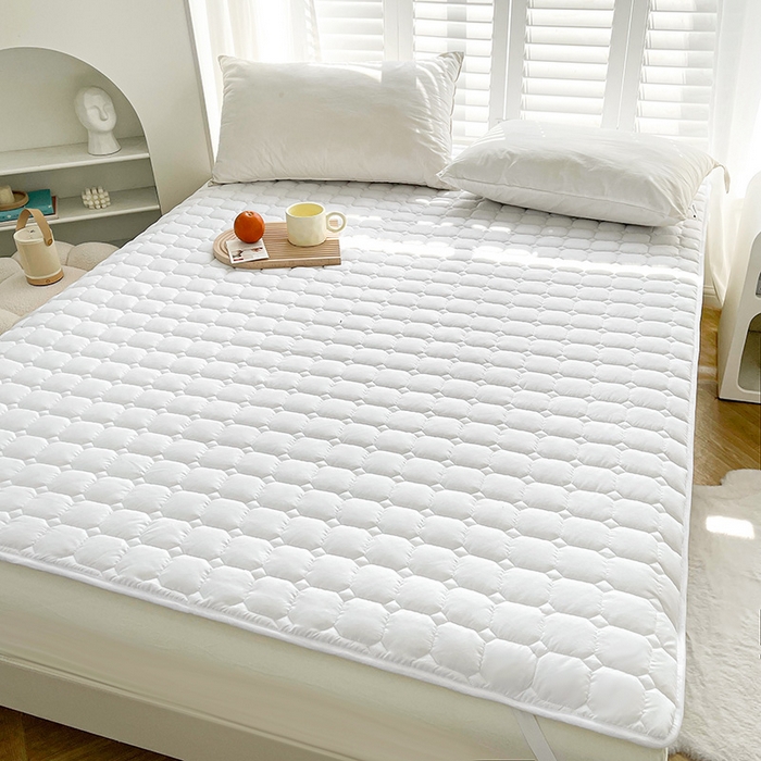 91家纺网 家纺一手货源 找家纺 富威堡2023新款A类棉花床垫床褥子床护垫夹棉防滑可机洗床盖床垫软席款 白色