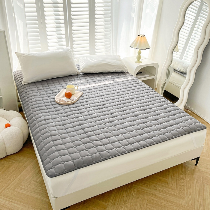 91家纺网 家纺一手货源 找家纺 富威堡2023新款A类棉花床垫床褥子床护垫夹棉防滑可机洗床盖床垫软席款 灰色