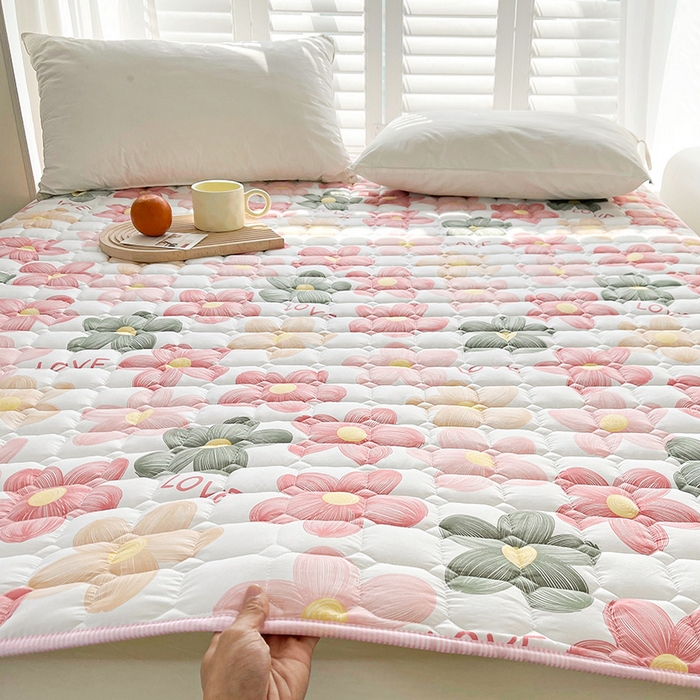 91家纺网 家纺一手货源 找家纺 富威堡2023新款A类棉花床垫床褥子床护垫夹棉防滑可机洗床盖床垫软席款 向阳红