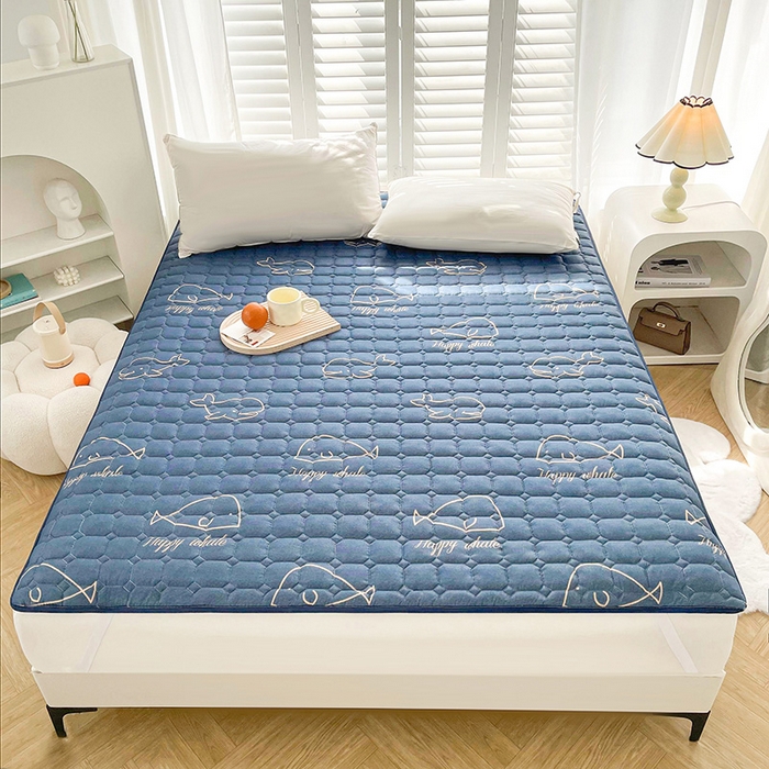 91家纺网 家纺一手货源 找家纺 富威堡2023新款A类棉花床垫床褥子床护垫夹棉防滑可机洗床盖床垫软席款 小鲸鱼