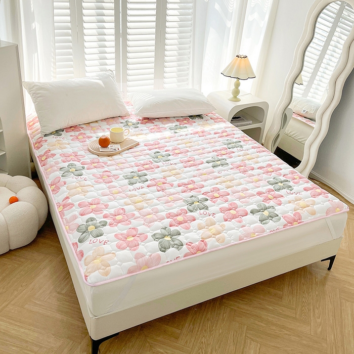 91家纺网 家纺一手货源 找家纺 富威堡2023新款A类棉花床垫床褥子床护垫夹棉防滑可机洗床盖床垫软席款 向阳红