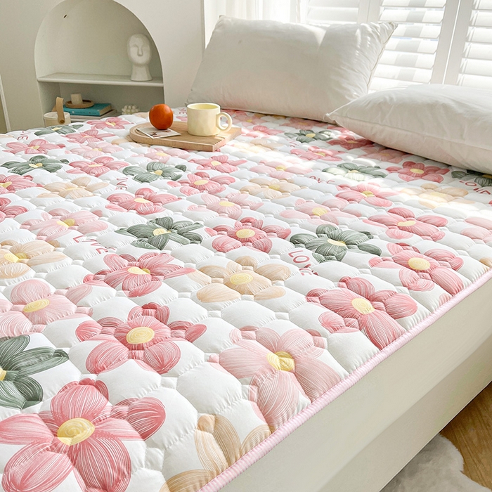 91家纺网 家纺一手货源 找家纺 富威堡2023新款A类棉花床垫床褥子床护垫夹棉防滑可机洗床盖床垫软席款 向阳红