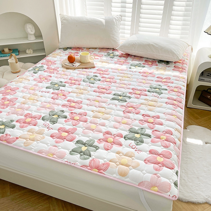 91家纺网 家纺一手货源 找家纺 富威堡2023新款A类棉花床垫床褥子床护垫夹棉防滑可机洗床盖床垫软席款 向阳红