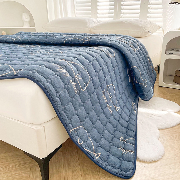 91家纺网 家纺一手货源 找家纺 富威堡2023新款A类棉花床垫床褥子床护垫夹棉防滑可机洗床盖床垫软席款 小鲸鱼