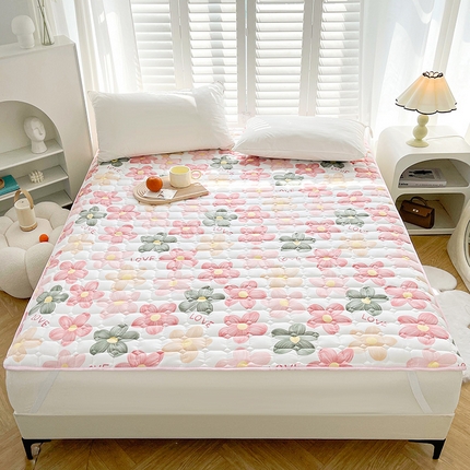 91家纺网 家纺一手货源 找家纺 富威堡2023新款A类棉花床垫床褥子床护垫夹棉防滑可机洗床盖床垫软席款 向阳红