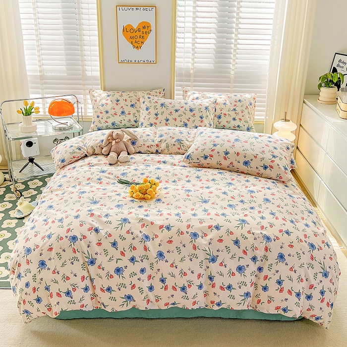 91家纺网 家纺一手货源 找家纺 捌月 2023新款13372喷气全棉四件套/单品馨雅系列 春风里