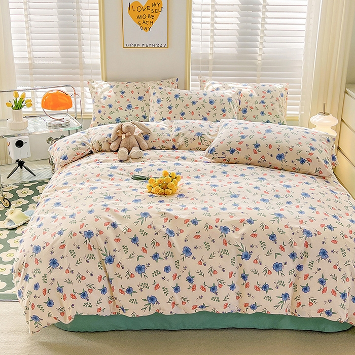 91家纺网 家纺一手货源 找家纺 捌月 2023新款13372喷气全棉四件套/单品馨雅系列 春风里