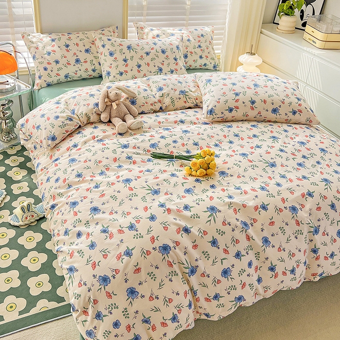 91家纺网 家纺一手货源 找家纺 捌月 2023新款13372喷气全棉四件套/单品馨雅系列 春风里