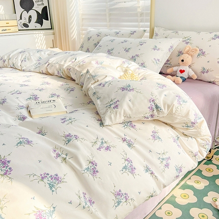 捌月 2023新款13372喷气全棉四件套/单品馨雅系列 紫藤