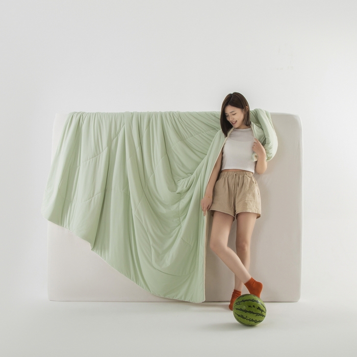 91家纺网 家纺一手货源 找家纺 佳居缘 2023新款A类冰川凉感瓜瓜被（锦氨） 豆蔻绿