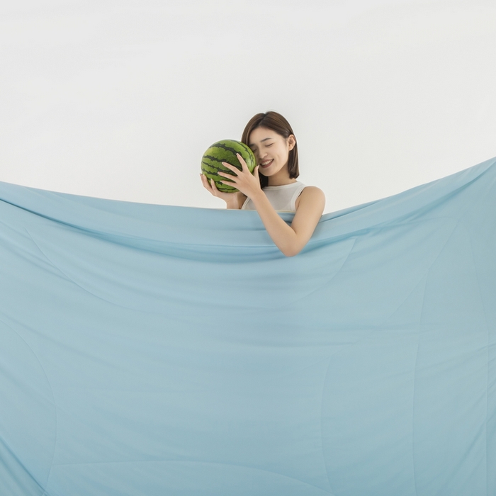 91家纺网 家纺一手货源 找家纺 佳居缘 2023新款A类冰川凉感瓜瓜被（锦氨） 天空蓝