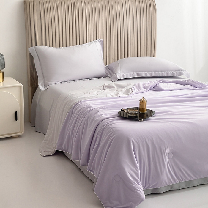 91家纺网 家纺一手货源 找家纺 佳居缘 2025新款A类冰感丝夏凉被 浅紫