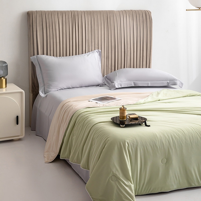 91家纺网 家纺一手货源 找家纺 佳居缘 2025新款A类冰感丝夏凉被 牛油果绿