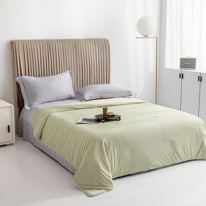 91家纺网 家纺一手货源 找家纺 佳居缘 2025新款A类冰感丝夏凉被 牛油果绿