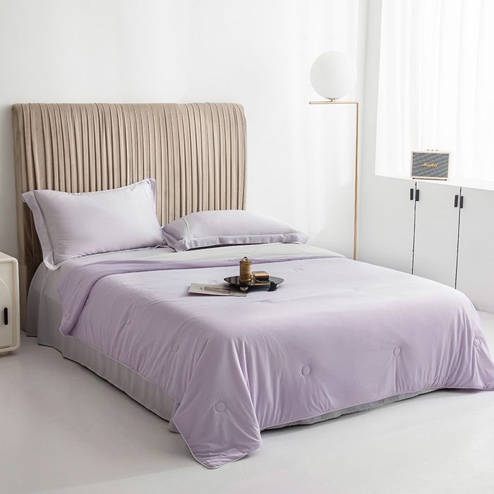 91家纺网 家纺一手货源 找家纺 佳居缘 2025新款A类冰感丝夏凉被 浅紫