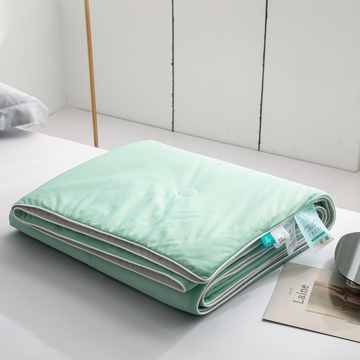 91家纺网 家纺一手货源 找家纺 佳居缘 2025新款A类冰感丝夏凉被 水绿