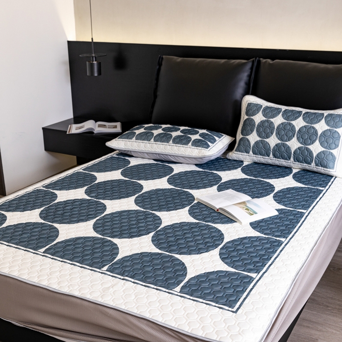 91家纺网 家纺一手货源 找家纺 摩卡 2024新品凉感丝床笠乳胶凉席三件套 圆舞曲