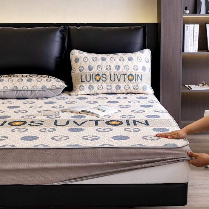 91家纺网 家纺一手货源 找家纺 摩卡 2024新品凉感丝床笠乳胶凉席三件套 摩登