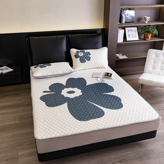 91家纺网 家纺一手货源 找家纺 摩卡 2024新品凉感丝床笠乳胶凉席三件套 瑞丽