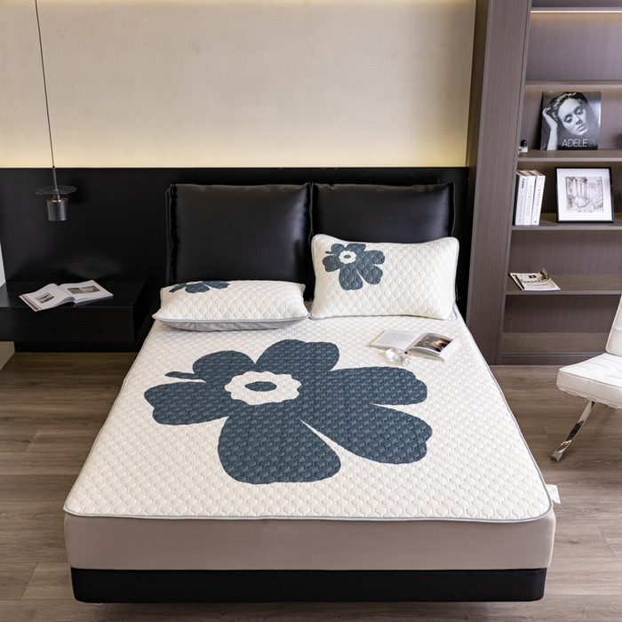 91家纺网 家纺一手货源 找家纺 摩卡 2024新品凉感丝床笠乳胶凉席三件套 瑞丽