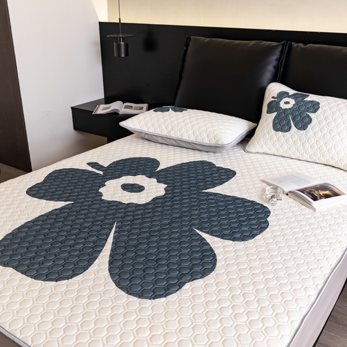 91家纺网 家纺一手货源 找家纺 摩卡 2024新品凉感丝床笠乳胶凉席三件套 瑞丽