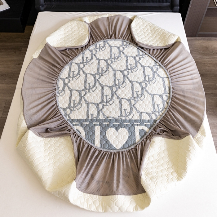 91家纺网 家纺一手货源 找家纺 摩卡 2024新品凉感丝床笠乳胶凉席三件套 真我