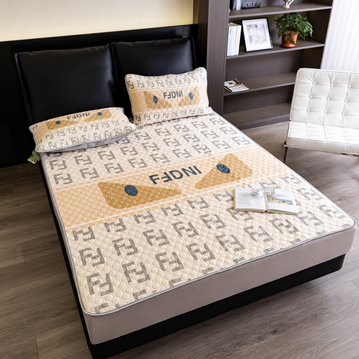 91家纺网 家纺一手货源 找家纺 摩卡 2024新品凉感丝床笠乳胶凉席三件套 迷你