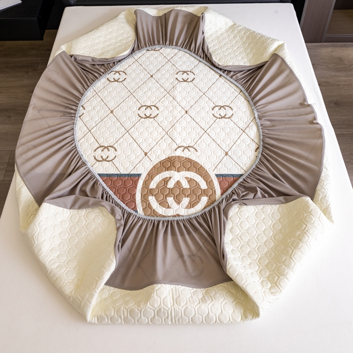 91家纺网 家纺一手货源 找家纺 摩卡 2024新品凉感丝床笠乳胶凉席三件套 风范