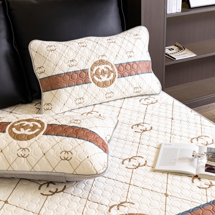 91家纺网 家纺一手货源 找家纺 摩卡 2024新品凉感丝床笠乳胶凉席三件套 风范