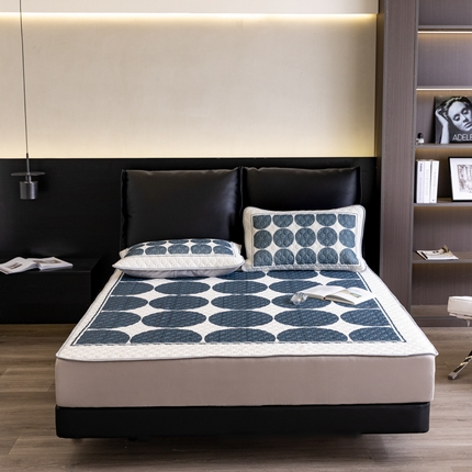 91家纺网 家纺一手货源 找家纺 摩卡 2024新品凉感丝床笠乳胶凉席三件套 圆舞曲