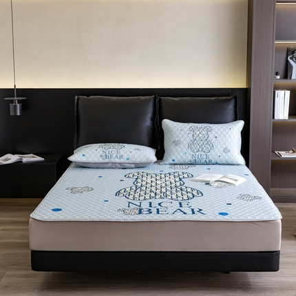 91家纺网 家纺一手货源 找家纺 摩卡 2024新品凉感丝床笠乳胶凉席三件套 萌迪