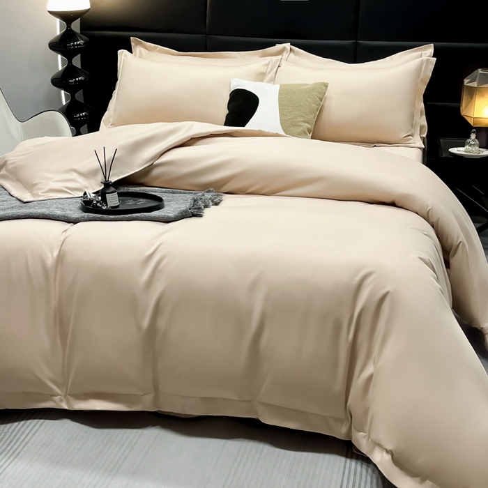 91家纺网 家纺一手货源 找家纺 乐卧家居 2026新款加厚160克宽边宾馆酒店四件套 宽边-卡其色