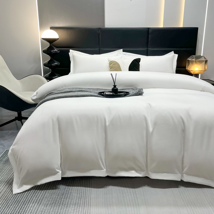 91家纺网 家纺一手货源 找家纺 乐卧家居 2026新款加厚160克宽边宾馆酒店四件套 宽边-月牙白