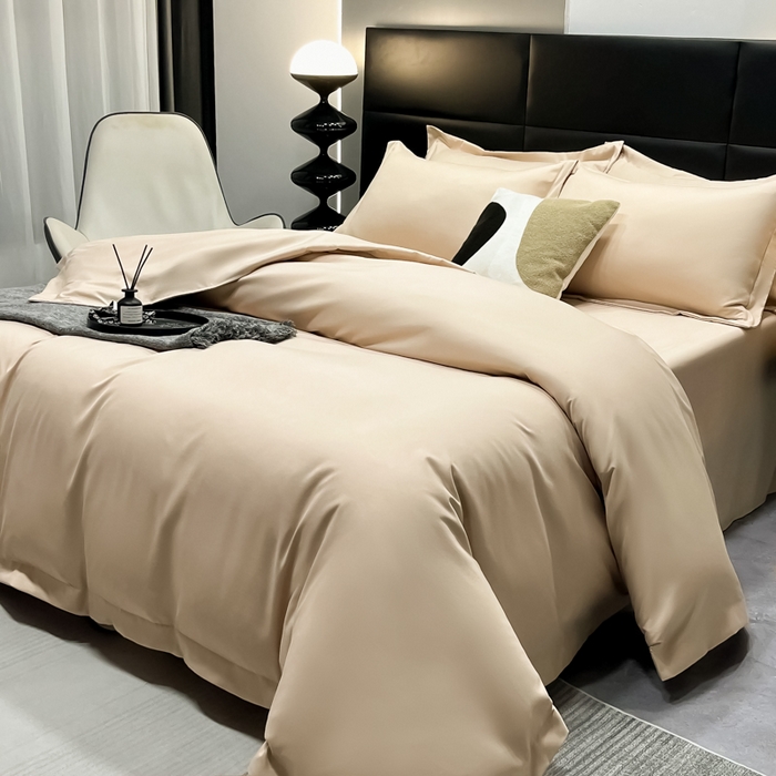91家纺网 家纺一手货源 找家纺 乐卧家居 2026新款加厚160克宽边宾馆酒店四件套 宽边-卡其色
