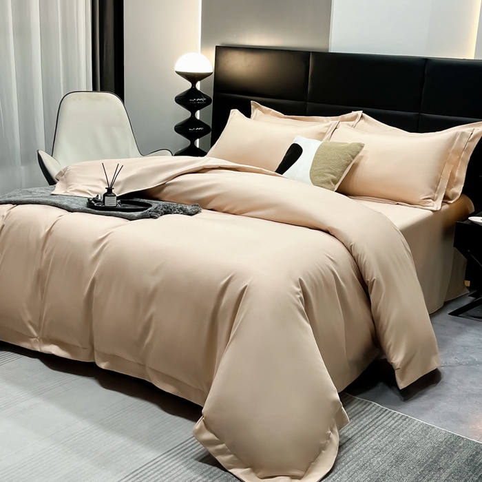 91家纺网 家纺一手货源 找家纺 乐卧家居 2026新款加厚160克宽边宾馆酒店四件套 宽边-卡其色