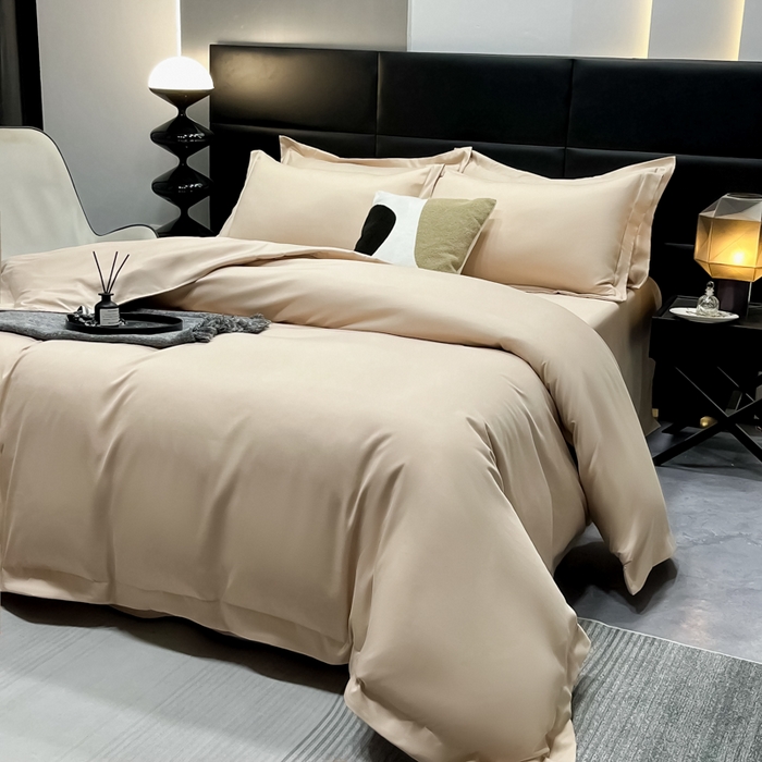 91家纺网 家纺一手货源 找家纺 乐卧家居 2026新款加厚160克宽边宾馆酒店四件套 宽边-卡其色
