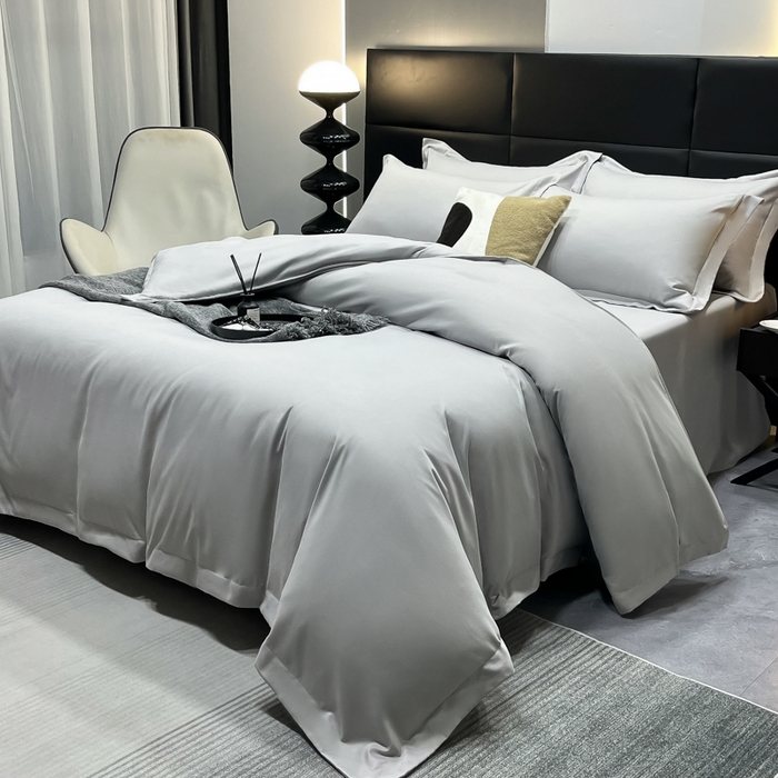 91家纺网 家纺一手货源 找家纺 乐卧家居 2026新款加厚160克宽边宾馆酒店四件套 宽边-高级灰